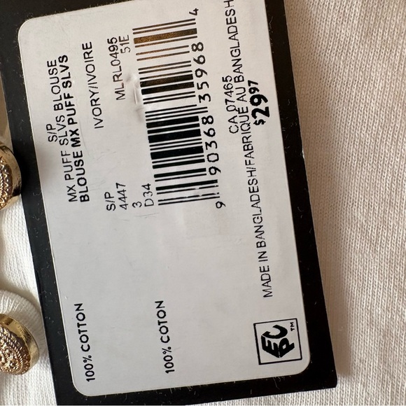 Mexx Cream long sleeve shirt with Floral Embroidery, NWT, Size Small - Picture 6 of 11